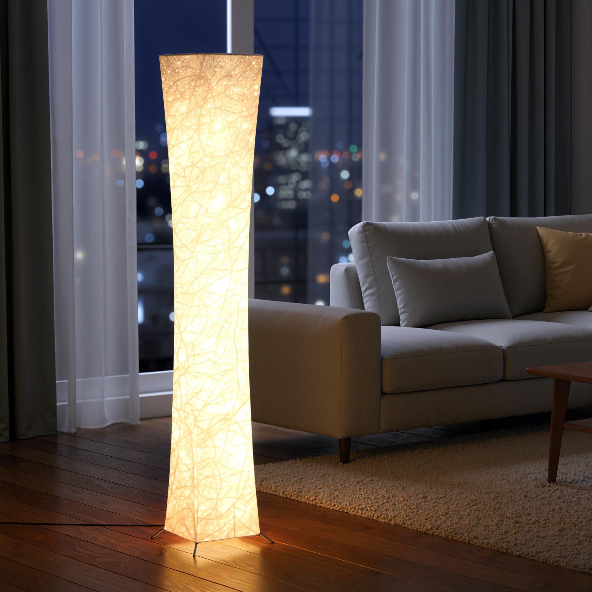 HOMCOM Lampada da Terra Moderna con Luce a 3 Livelli Regolabile e Interruttore a Pedale, Lampada da Pavimento in Acciaio e Tessuto di Carta Sintetica per Soggiorno e Salotto, 25x25x129 cm, Bianco