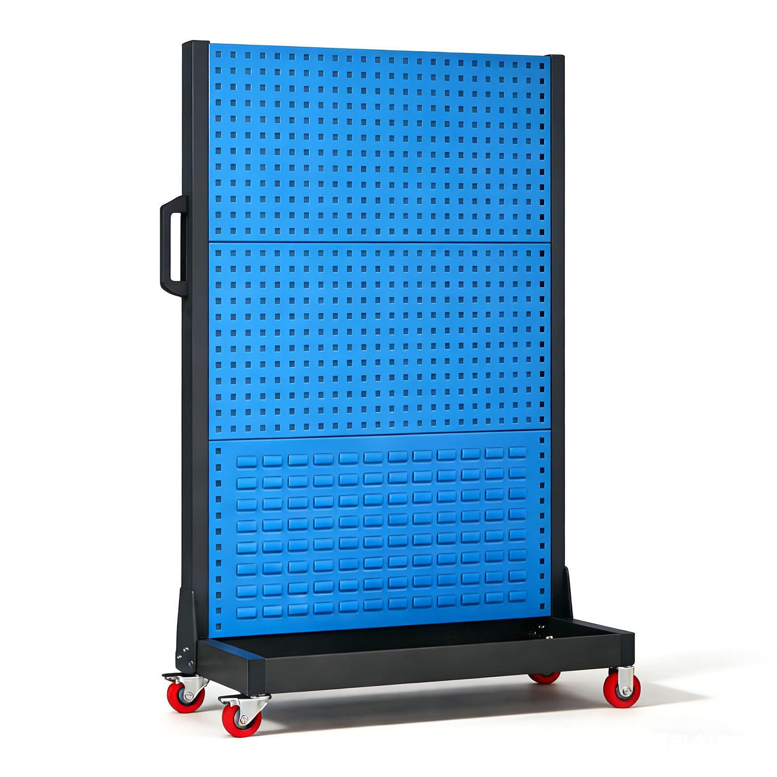YXYLJOZ Heavy Duty 4-Tier Garage Storage Rack - Adjustable Steel Shelving with Pegboard Tool Organizer & Locking Casters for Workshop, Warehouse, and Garage Organization (3Tier)