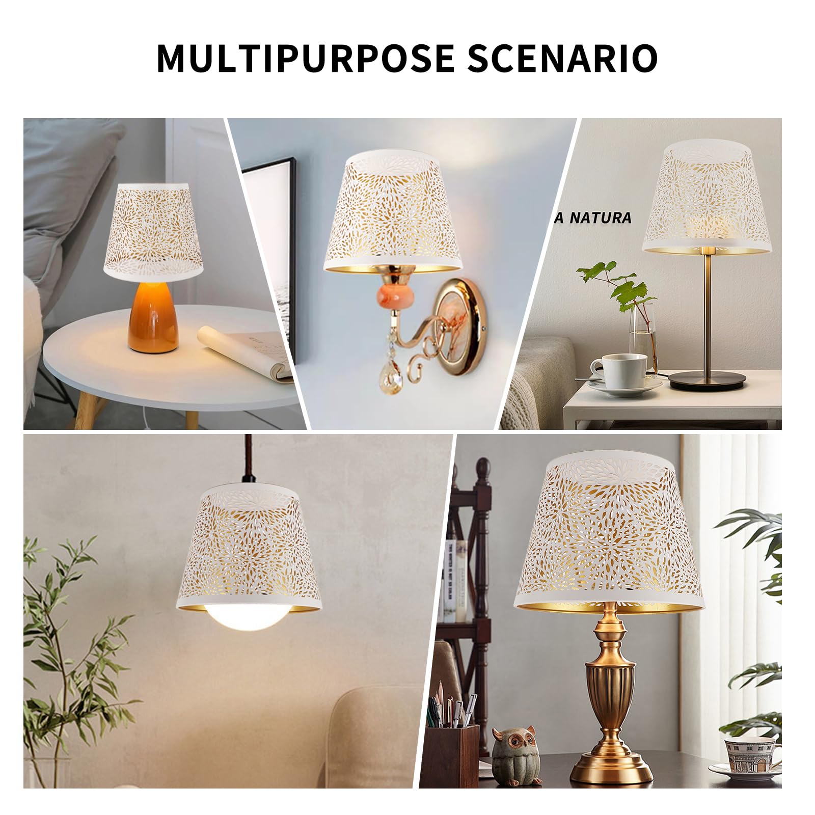 Lampenschirme für Tischlampe, Klein Lampenschirm Stehlamp Eisen Kunst Hohles Design Schatten Kronleuchter E26 E27 Weiß Schutzhülle für Pendelleuchte Wandleuchte Dekoration