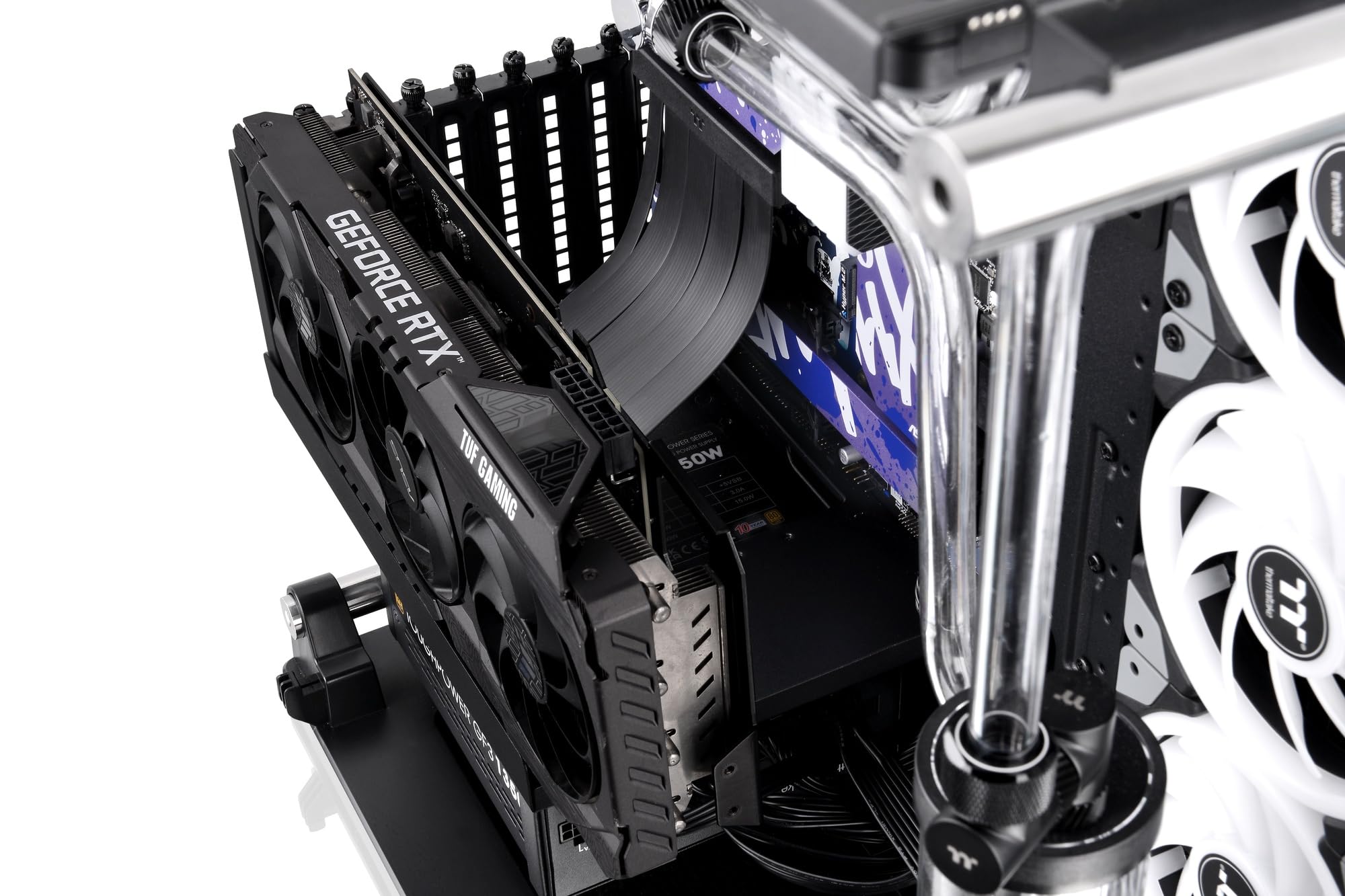 Thermaltake PCI-E 4.0 Dual 90 Degree Riser Cable | 130mm | Black
