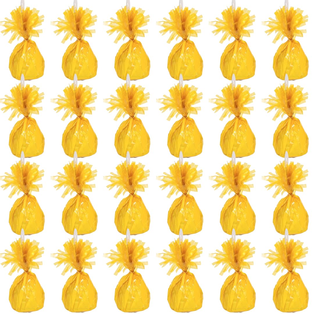 PARTYRAMA.CO.UK Yellow Foil Helium Balloon Weights 175gr - Pack of 24 - Durable & Colourful Weights for Birthdays Parties, Events & Celebrations - Perfect Balloon Weight Holders — image 1