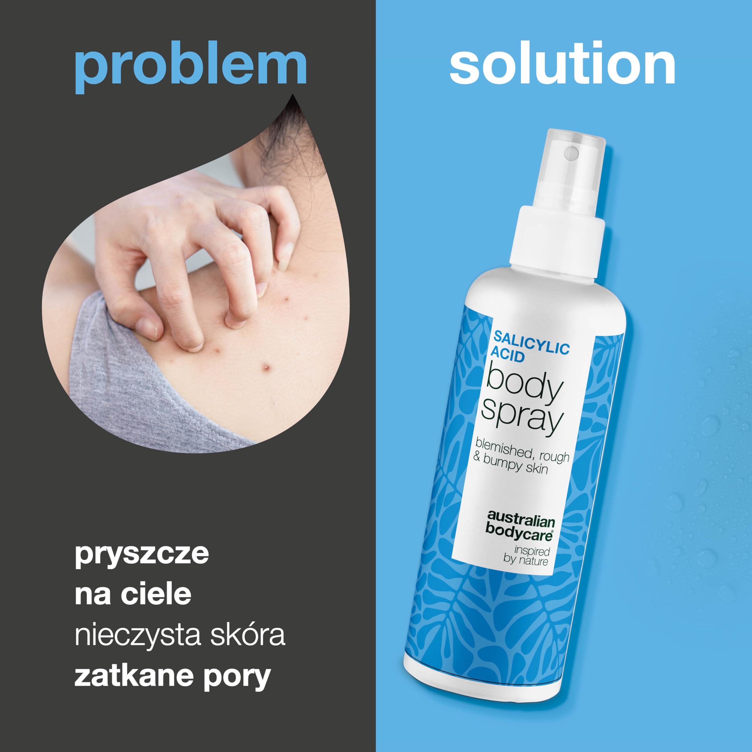 Spray z kwasem salicylowym przeciwko pryszczom, zanieczyszczonej skórze i zatkanym porom – z 2% kwasem salicylowym i glikolowym do głębokiego oczyszczania porów