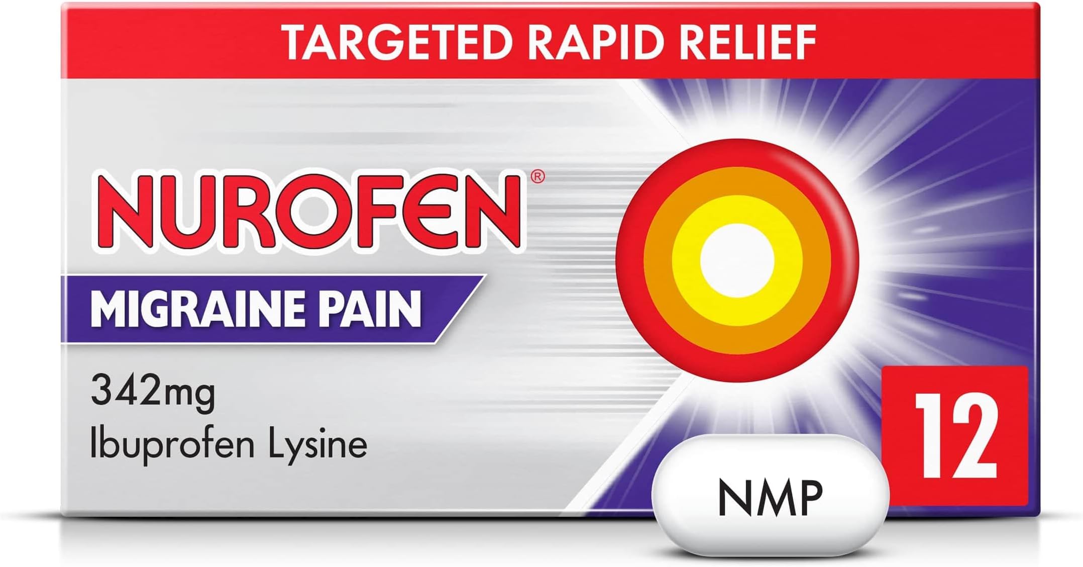 342mg Ibuprofen Lysine Caplets, 12 Count, Strong Headache And Migraine Painkillers, Effective For Fast Relief