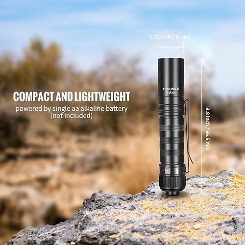 Miniatura 9 de ThruNite Saber 659 lúmenes AA Mini linterna recargable, pequeña linterna EDC con clip de alto rendimiento SST20 luz LED, negro (2 unidades)