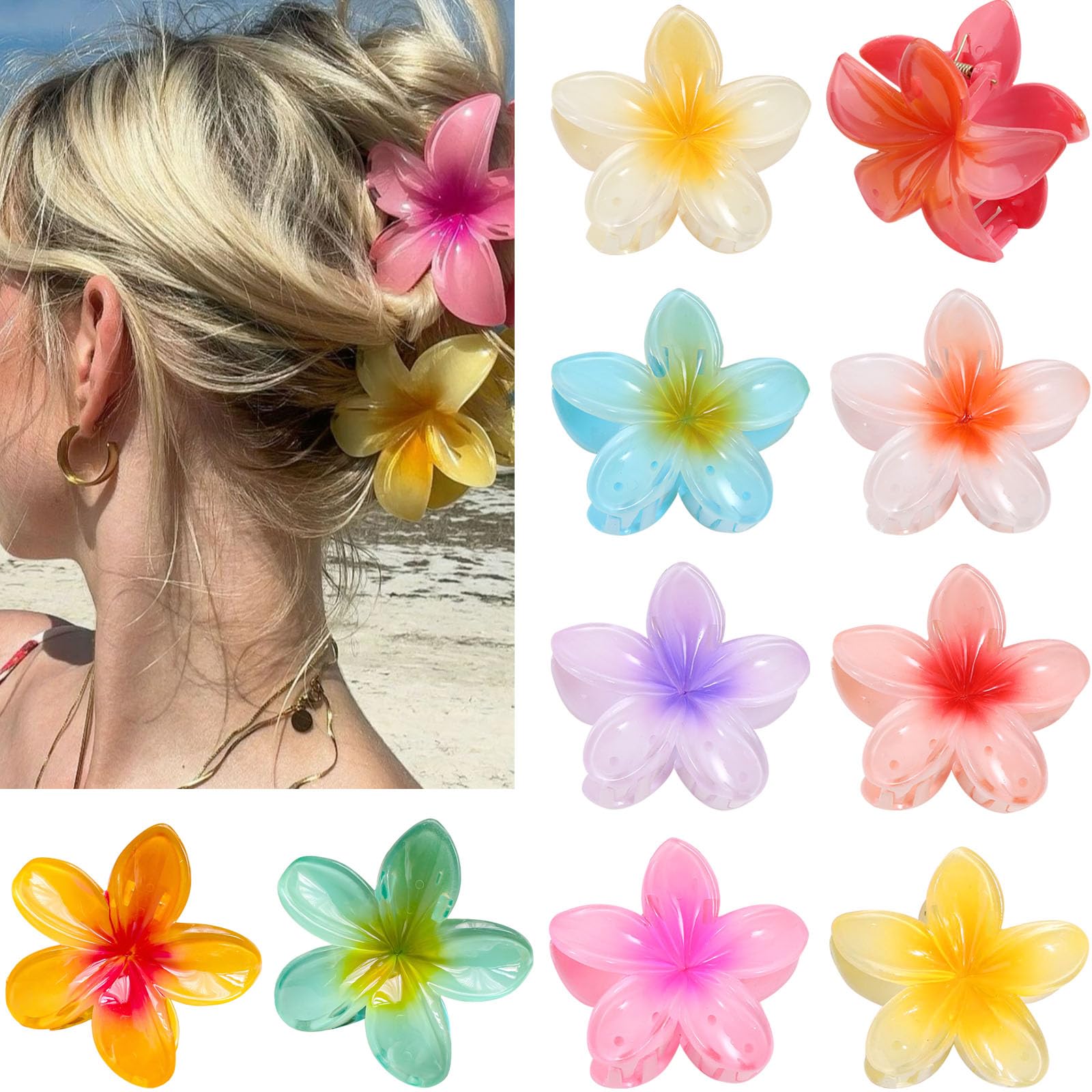 KUJAIS 10 Stück Blumen Haarklammer Groß: Haarspange Blume Da