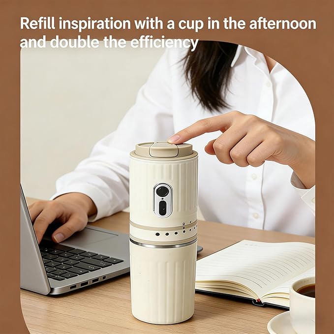 Cafetera Portátil con Molino Integrado y Taza para Viajes y Hogar miniatura 5