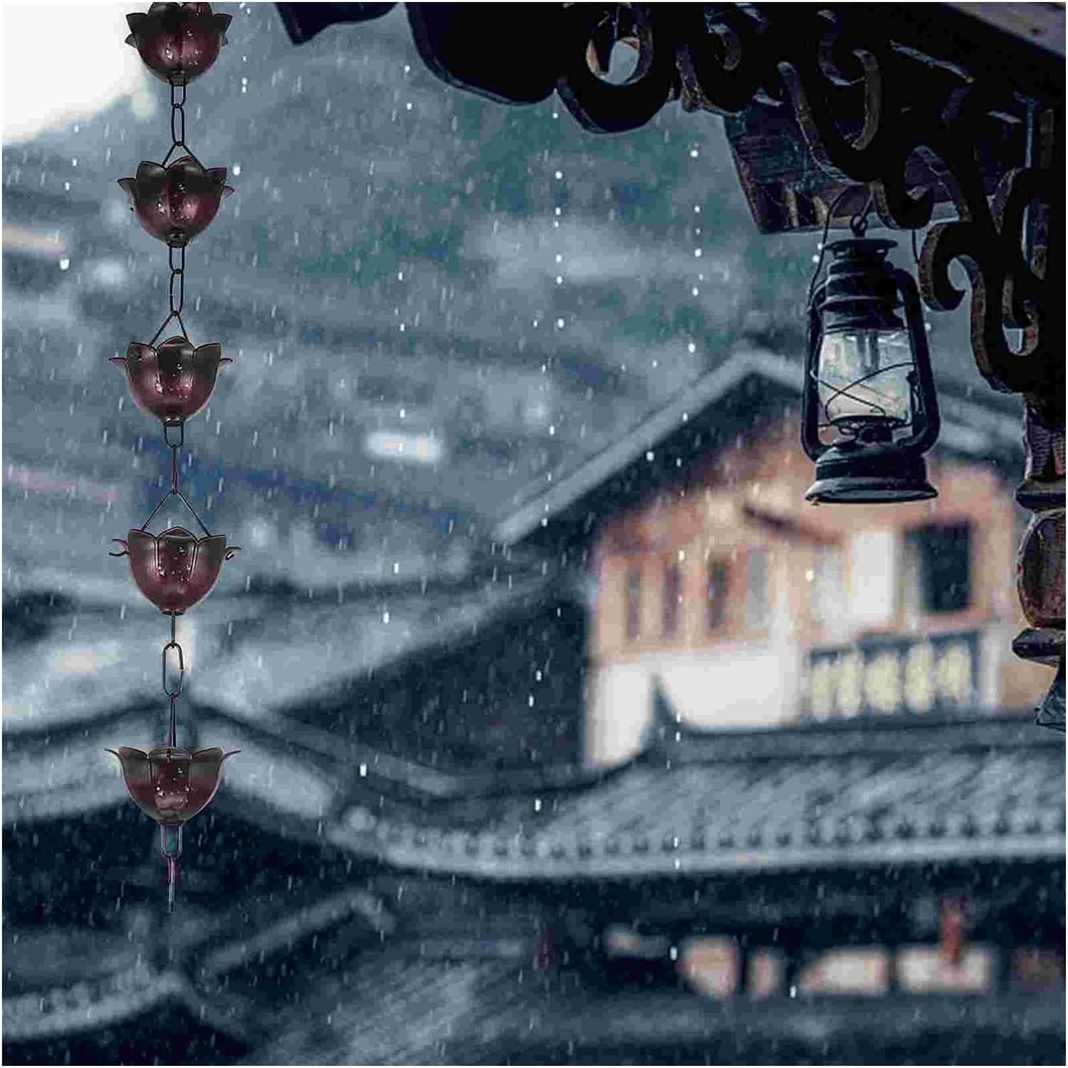 Rain Chains Rain Chain for Downspouts, Aluminum Alloy Eaves Chain Rain, Chain Rain Chains for Outside Gutter downspout Extension