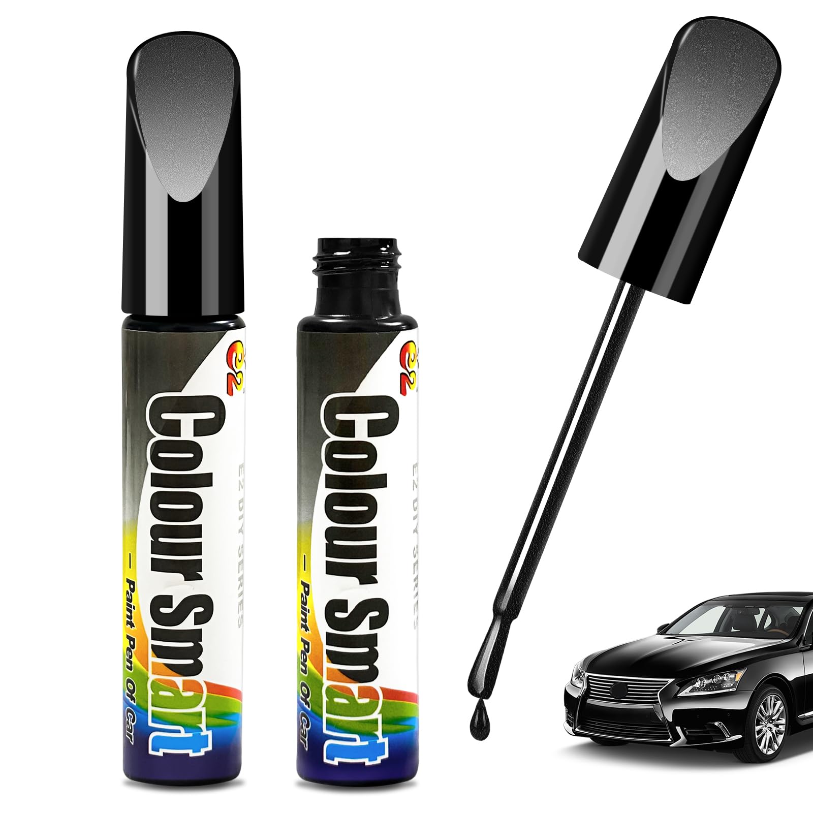 Bellanova Lackstift Auto 12ml x 2, Kratzer Reparatur für Autolack, für kleine Kratzer und Steinschläge, geeignet für Türen Stoßstange Felgen (Schwarz Perleffekt) - 1