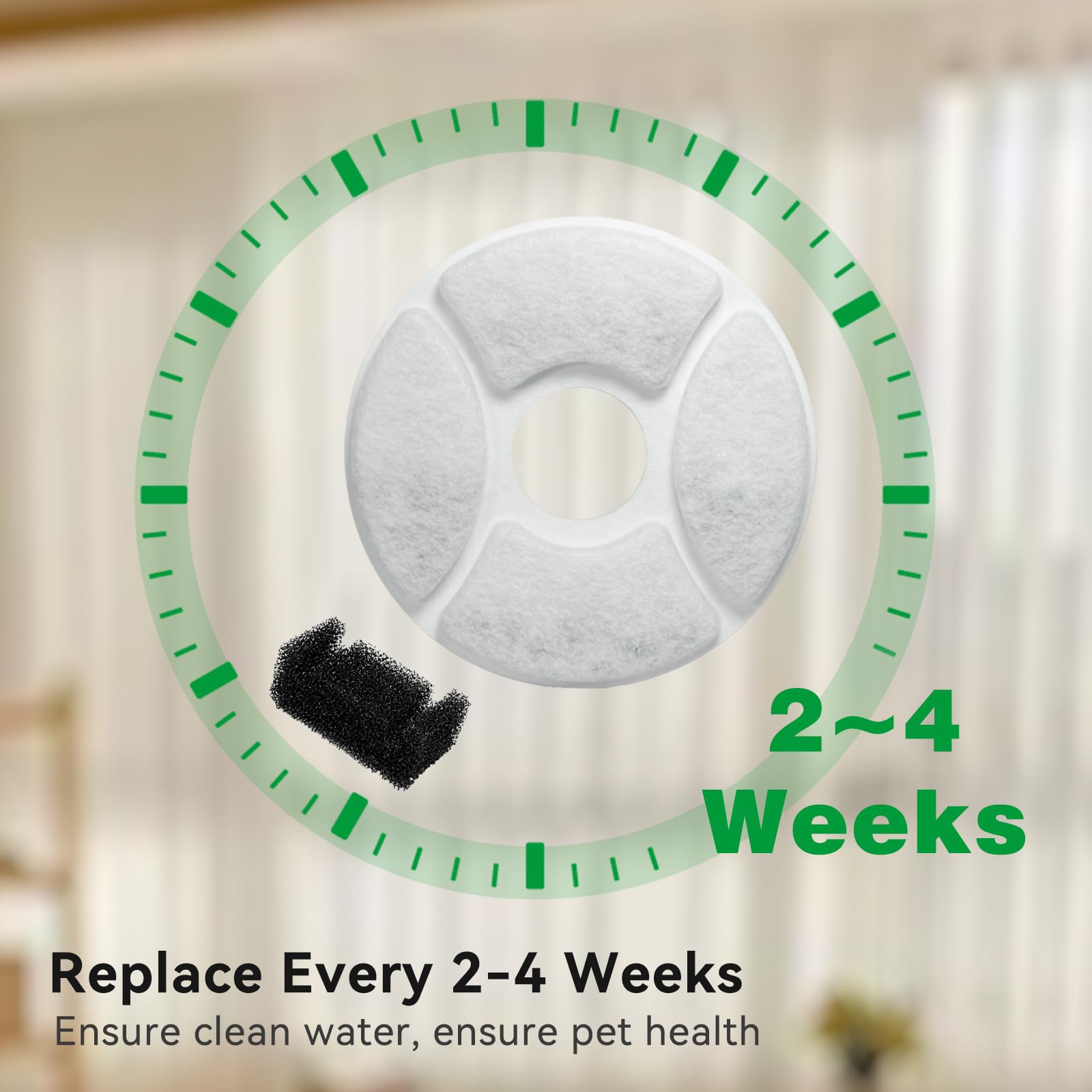 TOUDABBQ Cat Water Fountain Filters, 24-Pack Filters Replacement for 81oz/2.4L Round Automatic Cat Water Fountain, 5-Layer Filtration Pet Fountain Filter (12 Filters&12 Sponges) - image 5