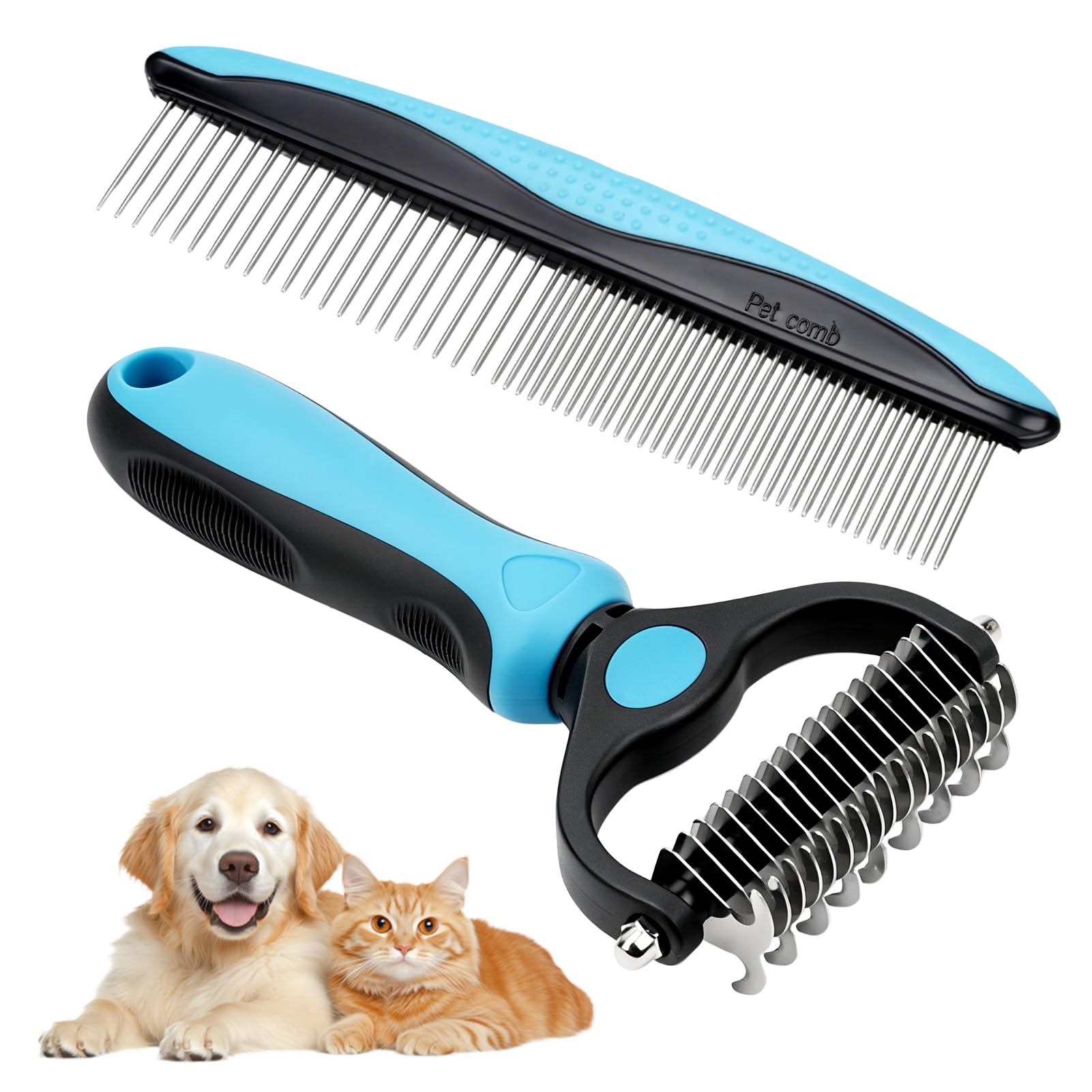 2 Pack dog brush, pet pro grooming tool, cat brush