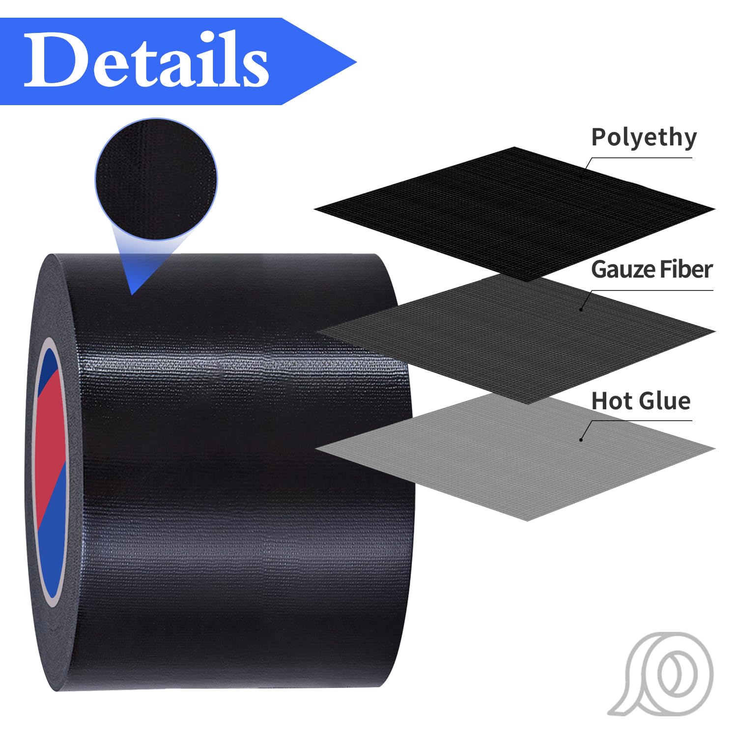 Duccinp Duct Tape 10 cm x 50 m Heavy Duty, No Residue, Tear by Hand & Waterproof Black Duct Tape,Great for Packaging Home Use - Image 3