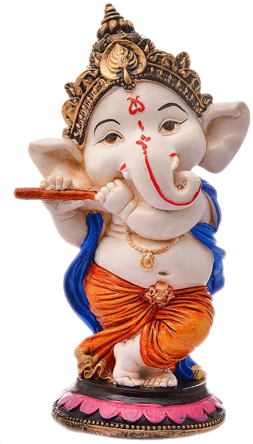 SAUDEEP INDIA Handcrafted Resine Little Ganesh Sculpture | Showpiece for Home & Office Decor (Flute Ganesh) - Image 8 thumbnail