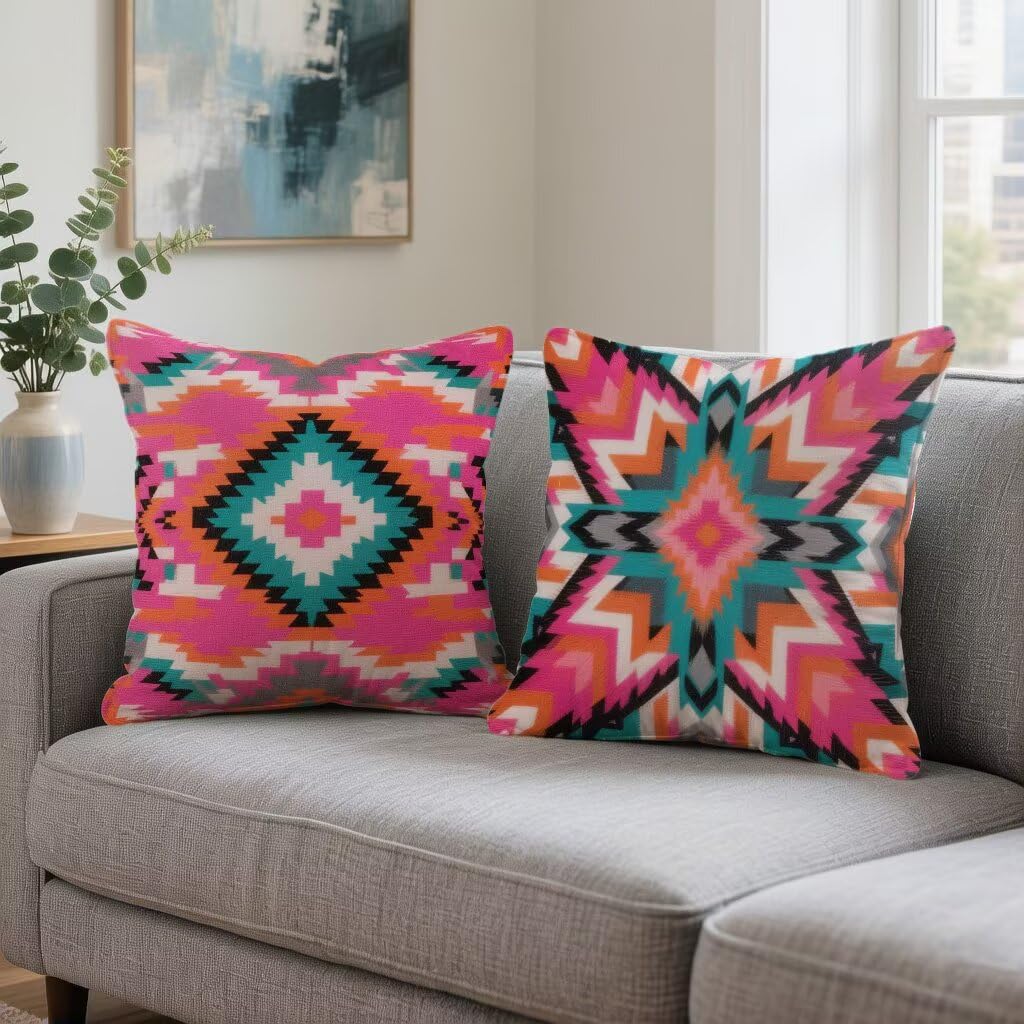 Kissenbezug 65 x 65 2er Set Sofakissen Rot Kopfkissenbezug 65x65 cm Dekokissen BöHmen Outdoor Pillow Leinen Doppelseitiger HD-Druck, Terrassen Deko Wohnzimmer, Frühling und Sommer Gifts 7-B35427