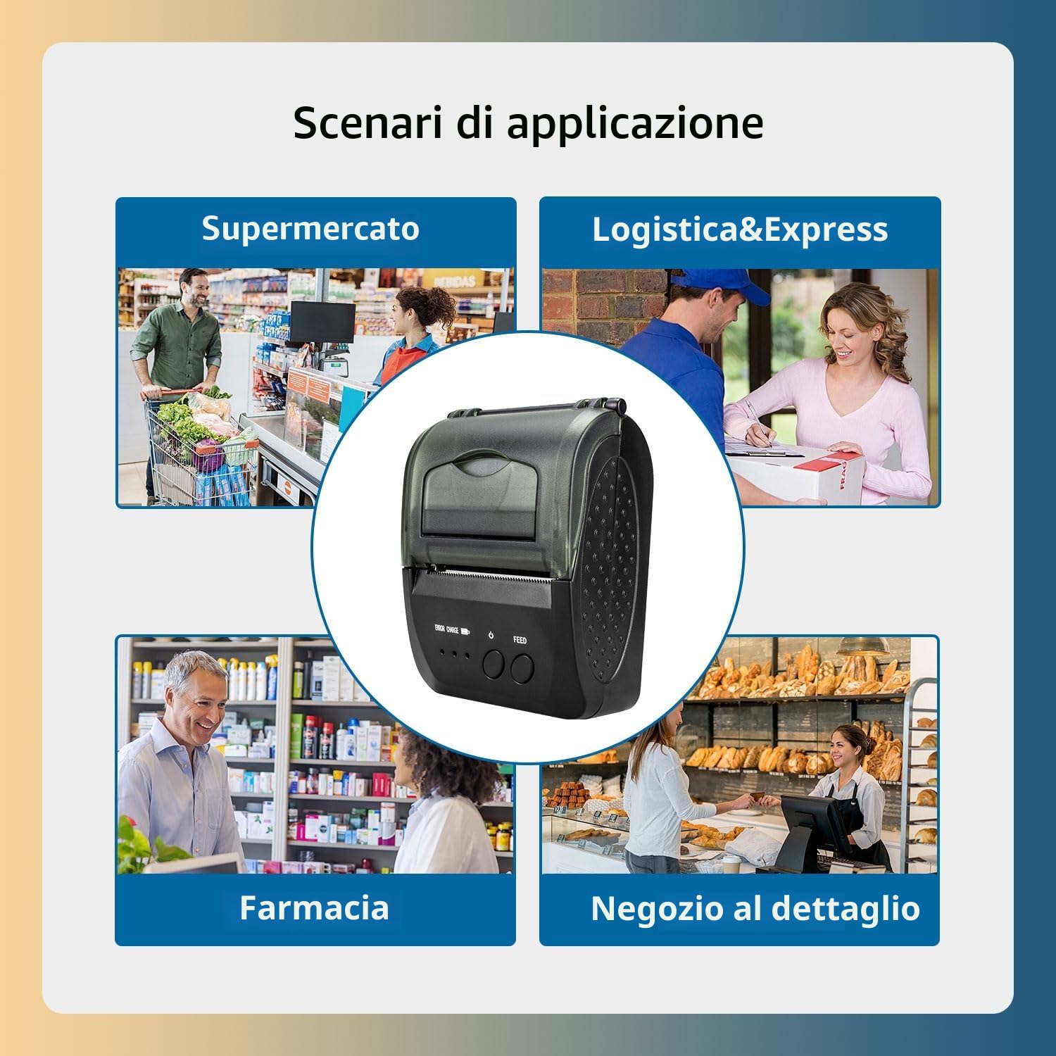 NetumScan Stampante termica wireless Bluetooth per ricevute, 2 pollici 58 mm Mini USB POS stampante per ristorante al dettaglio compatibile con Android/iOS/PC/Windows NS1809DD