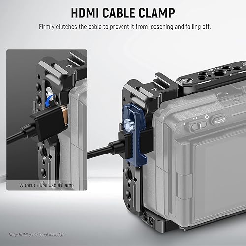 Miniatura 7 de NEEWER Cage Camera Cage with HDMI Cable Clamp, NATO Rail, 38 Inch ARRI Positioning Holes, 14 Inch Thread Compatible with Sony FX3 FX30 Original XLR