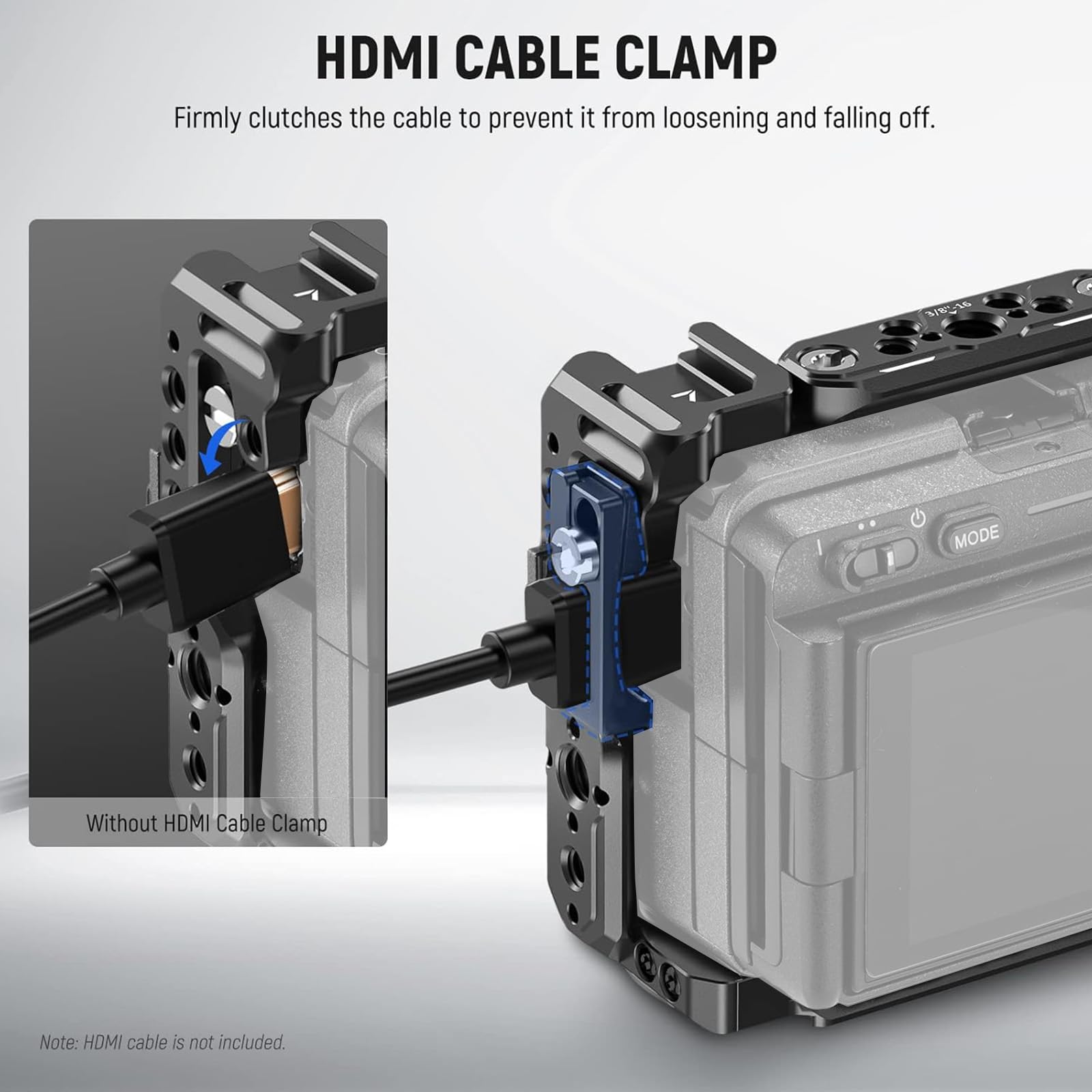 NEEWER FX3/FX30 Cage Gabbia per Fotocamera con Morsetto per Cavo HDMI, Guida NATO, Fori ARRI da 3/8", Filettatura 1/4" Compatibile con Sony FX3 FX30 Maniglia XLR Originale, Compatibile con DJI RS2 RS3