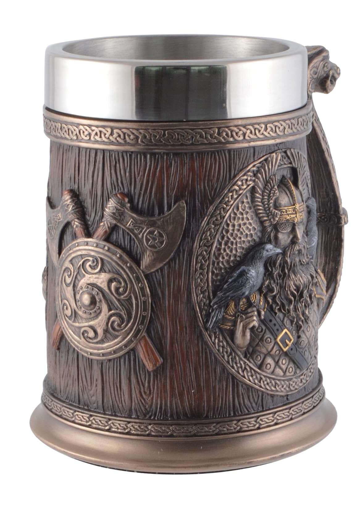 Veronese 708-775 Krug germanische Götter Thor und Odin mit Drakargriff mit Metalleinsatz Becher Nordmänner