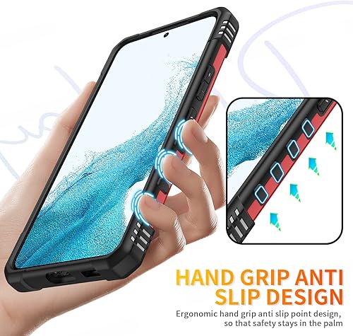 Miniatura 3 de Funda para Galaxy S21 Plus con protector de pantalla de TPU autorreparable, paquete de 2, grado militar, doble a prueba de golpes, con soporte (rojo)