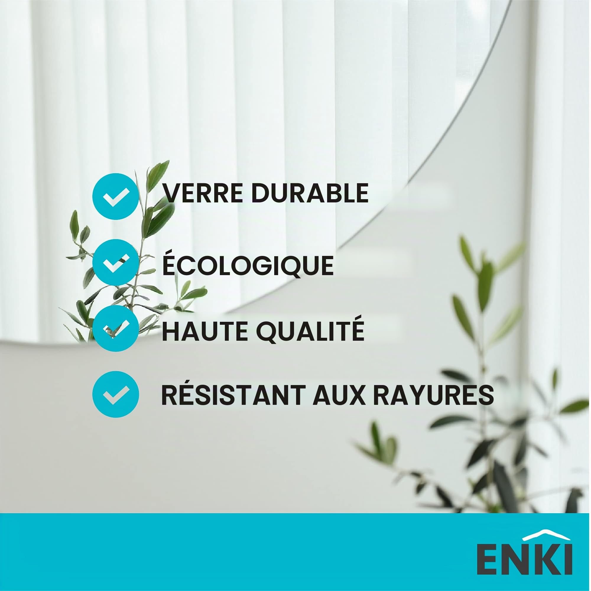 ENKI, Horizon BM033 Miroir rectangulaire avec Coins arrondis 400 x 600 mm