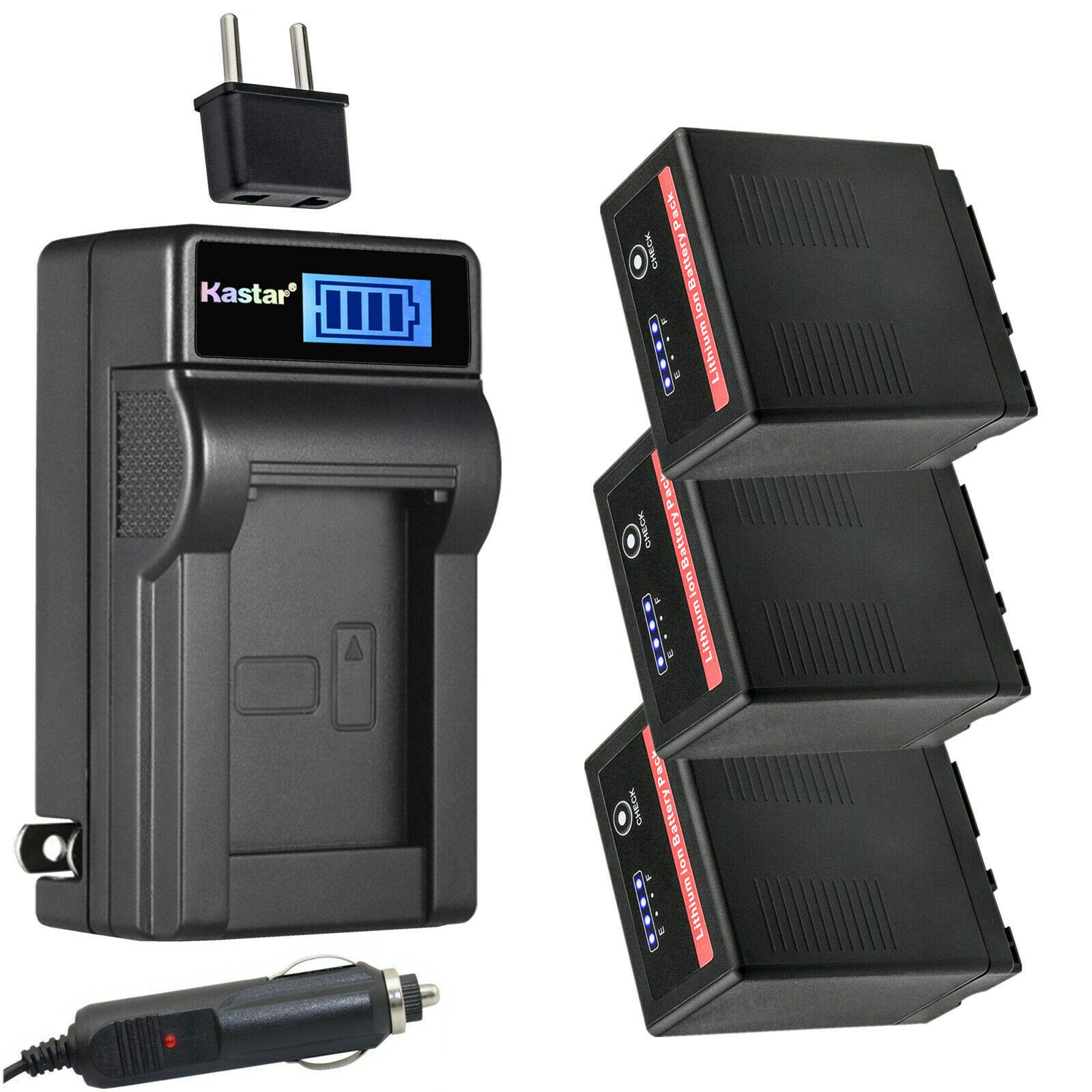 Kastar 3-Pack VW-VBG6 Pro Battery and LCD AC Charger Compatible with Panasonic HDC-SX5GK, HDC-TM10, HDC-TM10K, HDC-TM10S, HDC-TM15, HDC-TM20, HDC-TM20K, HDC-TM20K8, HDC-TM20R, HDC-TM20S, HDC-TM30