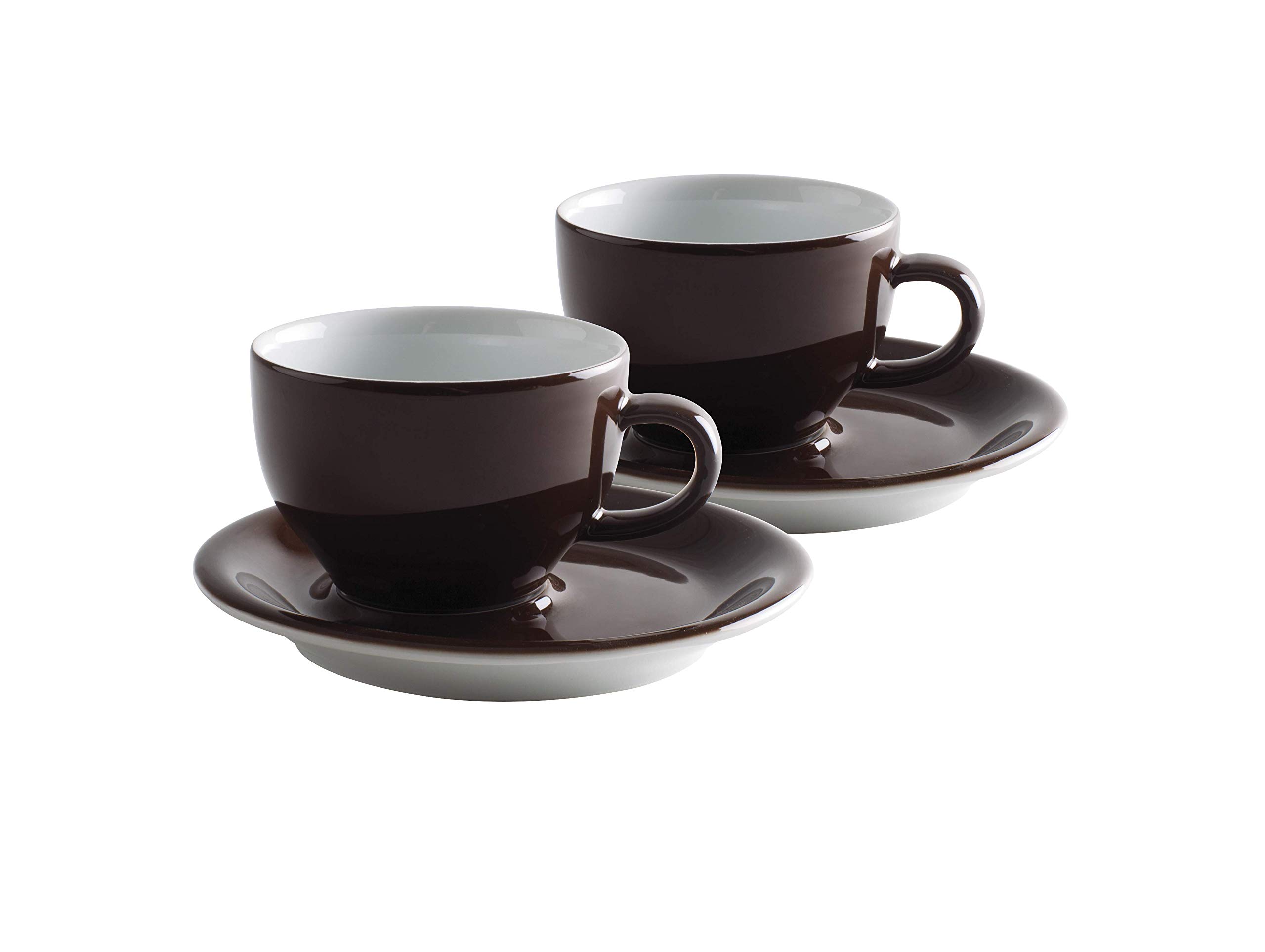 Kahla Café Sommelier Cappuccino International, Set of 4, Coffee Cups with Saucers, Porcelain,Chocolate, 230ml, 21D250A69122C