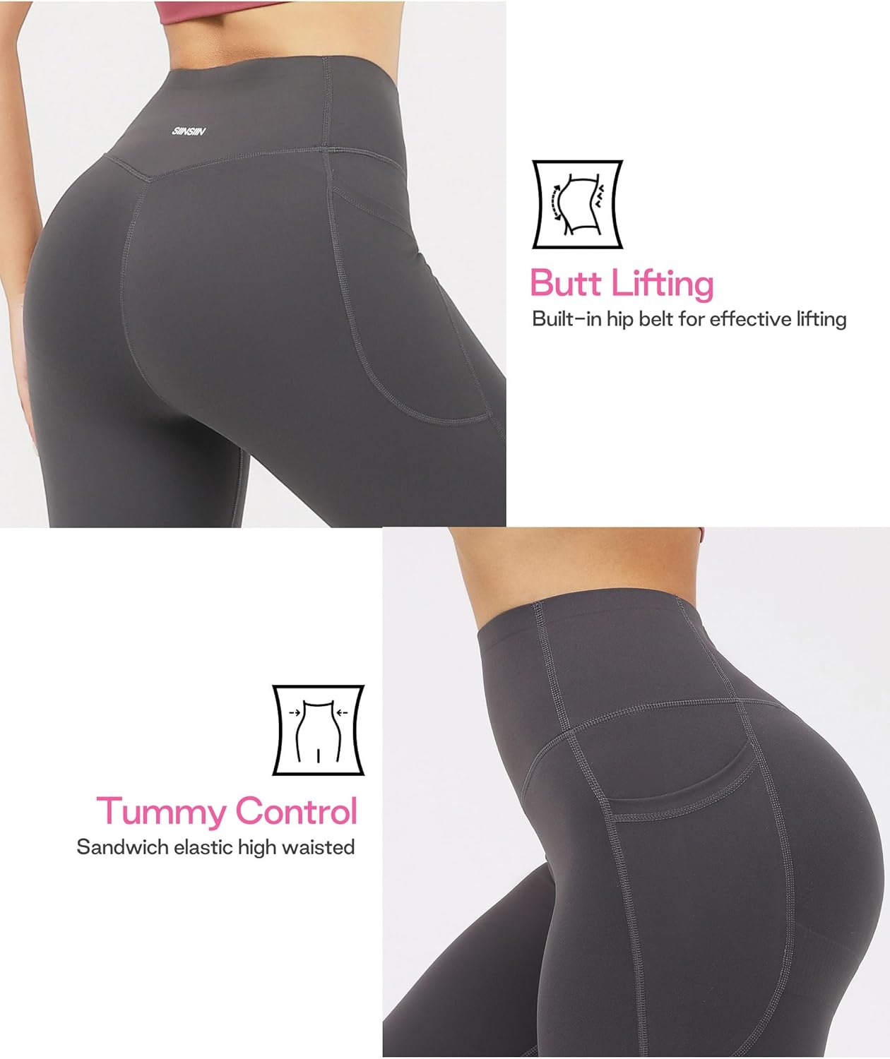 Butt Lifting Leggings with Pocket for Women 25" High Waisted Tummy Control Squat-Proof Compression Womens Leggings - Image 4