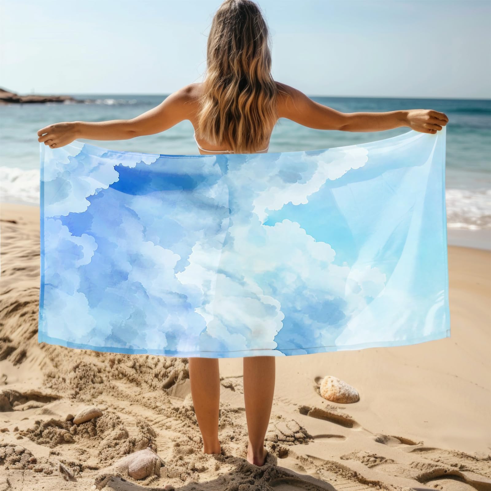 Genérico Toalla Playa 180X100 Cielo Azul