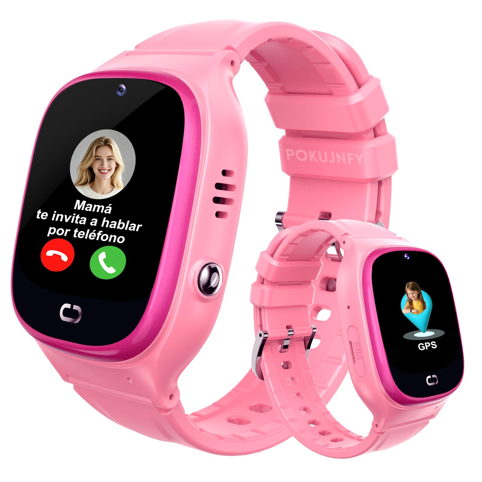 Reloj Inteligente Niño GPS y Llamadas Teléfono Chat Contactos SOS Juego IP68 Impermeable Despertador Modo Clase Digital Reloj Inteligente Niña Niños Niñas Cumpleaños Regalo