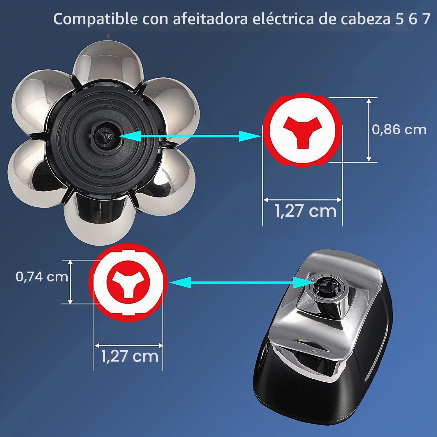 Cabezal de Maquinilla de Afeitar Eléctrica 7D,Cuchillas de Afeitar Eléctricas, Afeitadora Rotativa de Repuesto para Hombres Calvos para Afeitadora Eléctrica de 5 6 7 Cabezales （Plata）