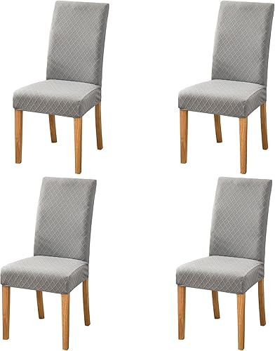 SoulFeel Juego de 4 fundas para sillas de celosía extraíbles y lavables elásticas de elastano jacquard Parsons fundas protectoras de asiento para