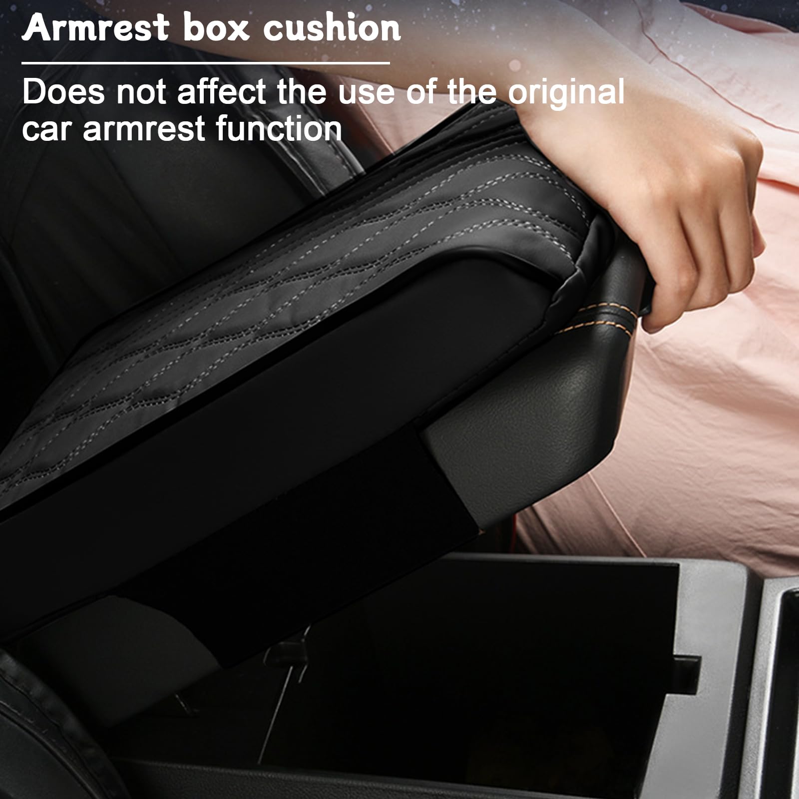 LPZMPZ Armlehne Auto Memory Cotton Car Armrest Box Pad, Auto Mittelkonsole armlehne Kissen, Auto Armlehnenkissen aus Leder, für Kompactwagen und Einige Limousinen der A-Klasse (Schwarz)