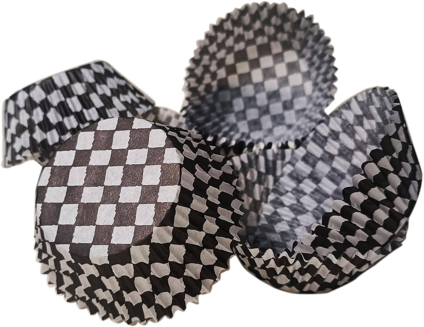 Black Checkered Cupcake liners,100pcs Baking Cups for Halloween Decorations