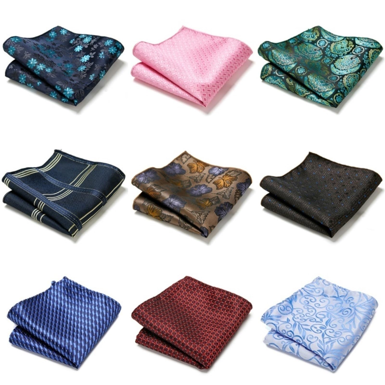 5 pezzi fazzoletto da taschino fatto a mano in seta stampata for abbigliamento maschile per Uomo