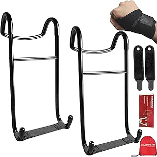 Upgraded 2-Pack Mad Spotter Pro 2.0 Dumbbell Hooks, Dumbbell Spotter Hooks with 250 lbs Load for Bench Press, Chest & Shoulder Workouts with Wrist Straps, Storage Bag,Perfect for Hanging Dumbbells
