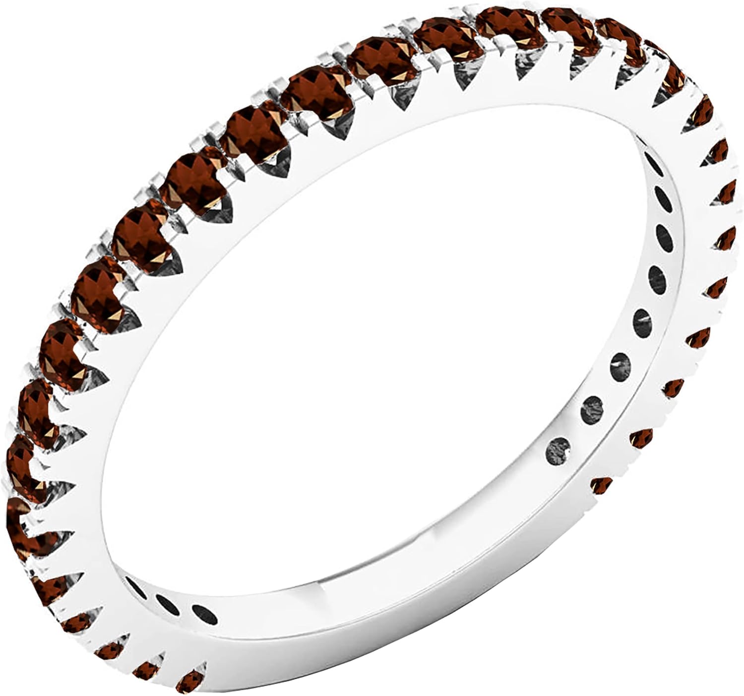 Dazzlingrock Collection Round Garnet Eternity Wedding Band for Women in 10K Solid White Gold Size 7.5