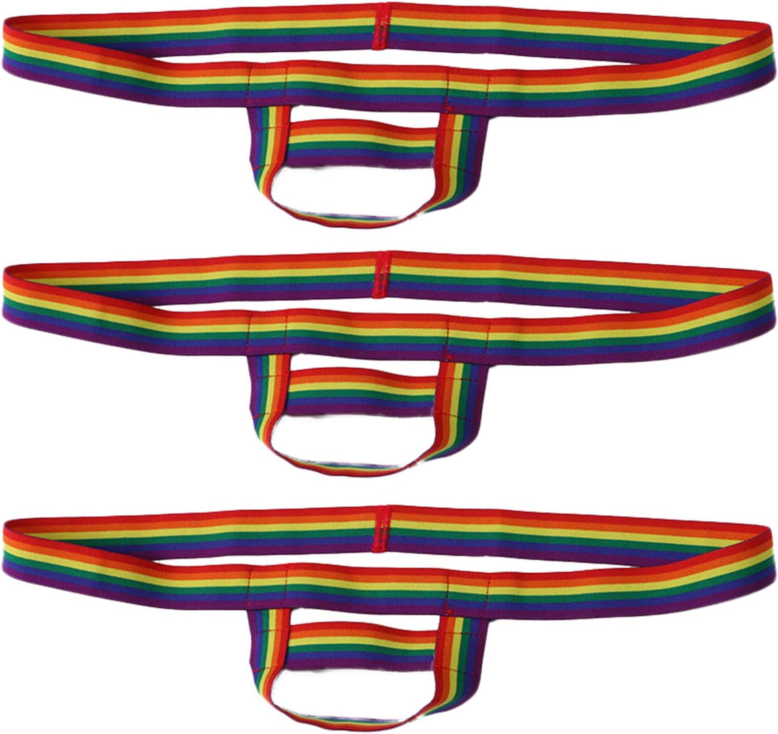 Andongnywell 3 Pack Man's Underwear Rainbow Briefs Underpants Pants Thong Panties Rainbow Rings Knickers