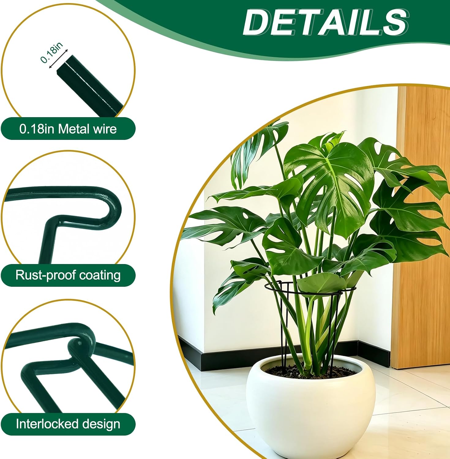 Tall Heavy-Duty 24in Plant Support Stakes - 16 Pack Peony Cages & Supports for Outdoor Plants, Half-Round Garden Stakes for Hydrangea, Roses with Extension Stakes