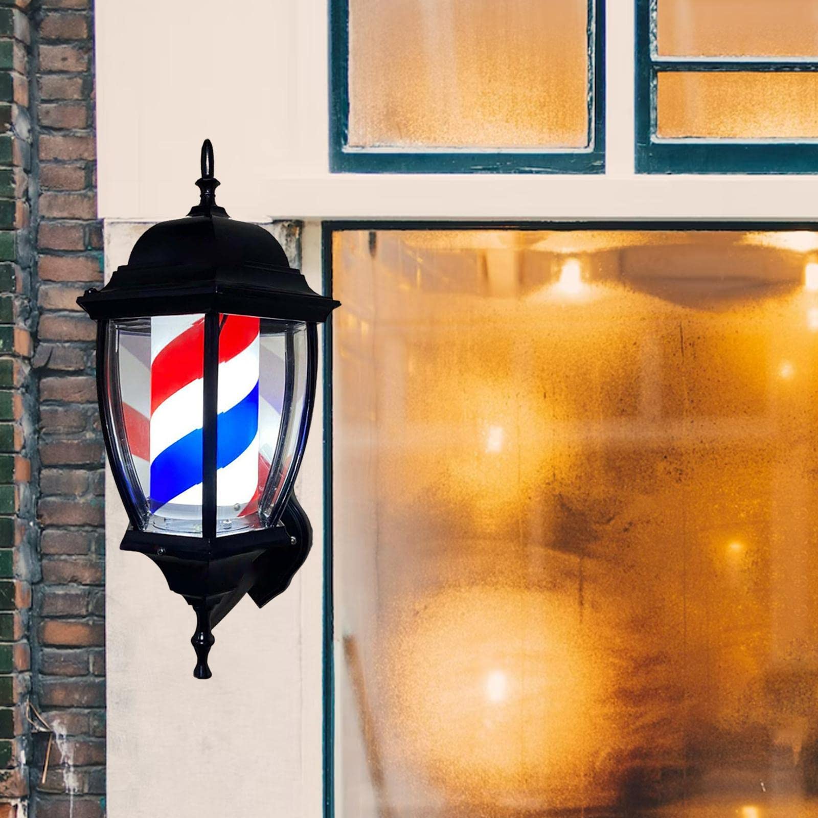 理髪店のポール ライトの回転防雨壁の台紙のネオン サインの