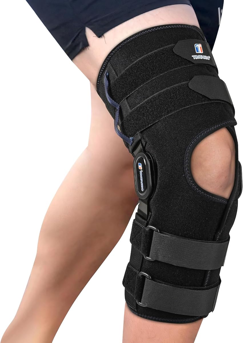T TIMTAKBO XXL Large Plus Size Knee Brace for Women Men Meniscus Tear | Adjustable Knee Brace Support w/Side Stabilizers & Hinges for Knee Pain Relief, ACL, Meniscus Tear, Arthritis, Front Opening
