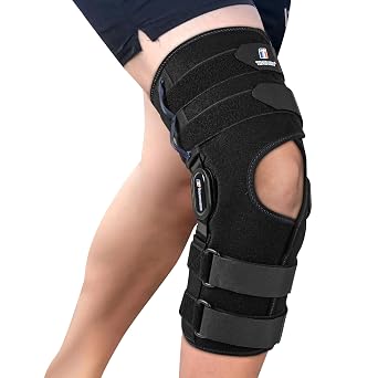 Knee Braces for Knee Pain, 16inch Hinged Knee Brace for Men & Women with Dual Removable Side Stabilizers, Wraparound Knee Support for Meniscus Tear, ACL, MCL, Arthritis, Tendon Pain, Injury Recovery