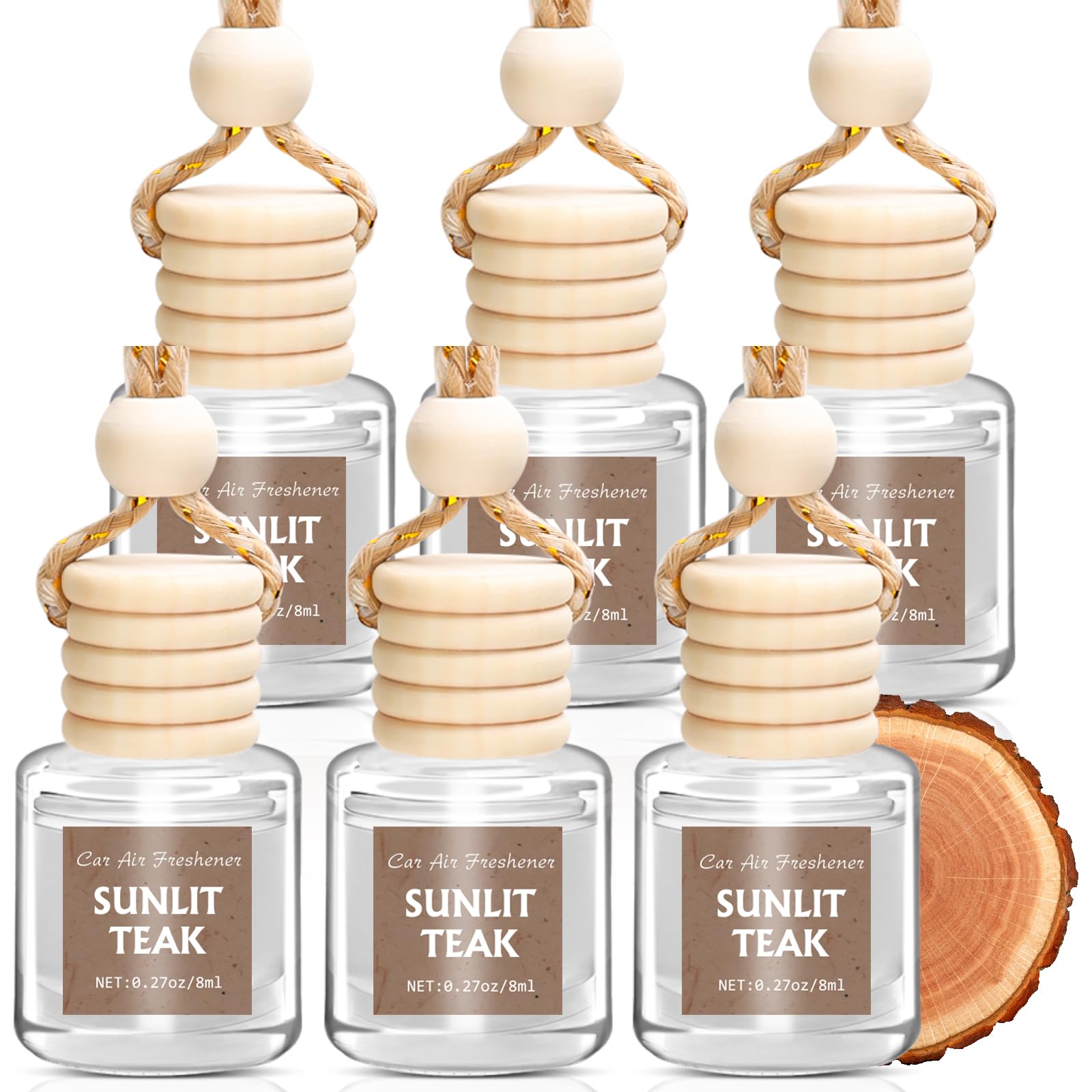 AROIC 6 Pack Car Air Freshener, Mahogany Premium Woody Car Air Freshener Diffuser Fragrance, Hanging Essential Oil Diffuser for Interior Decor, Long Lasting Car Accessories Unisex (Sunlit Teak Scent)