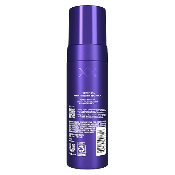 Nexxus Hy-Volume Cloud Foam Hair Foam for Lift and Volume For Flat & Limp Hair Hair Styling Foam Powered by Magnitube Volumizer Technology with Hyaluronic Acid 5.5 fl oz