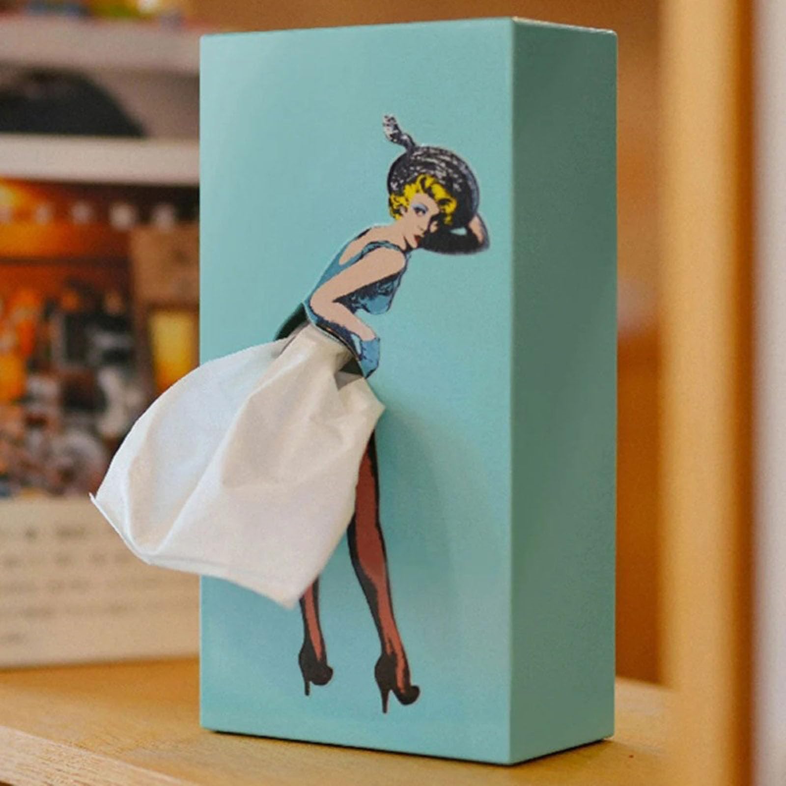 Flying Skirt Tissue Box Fliegender Rock Tissue Box Taschentuchbox Mit Fliegendem Rock Kreative Puffy Rock Mädchen Taschentuchspender Personalisiertes Kosmetiktücher Box (Cyan)
