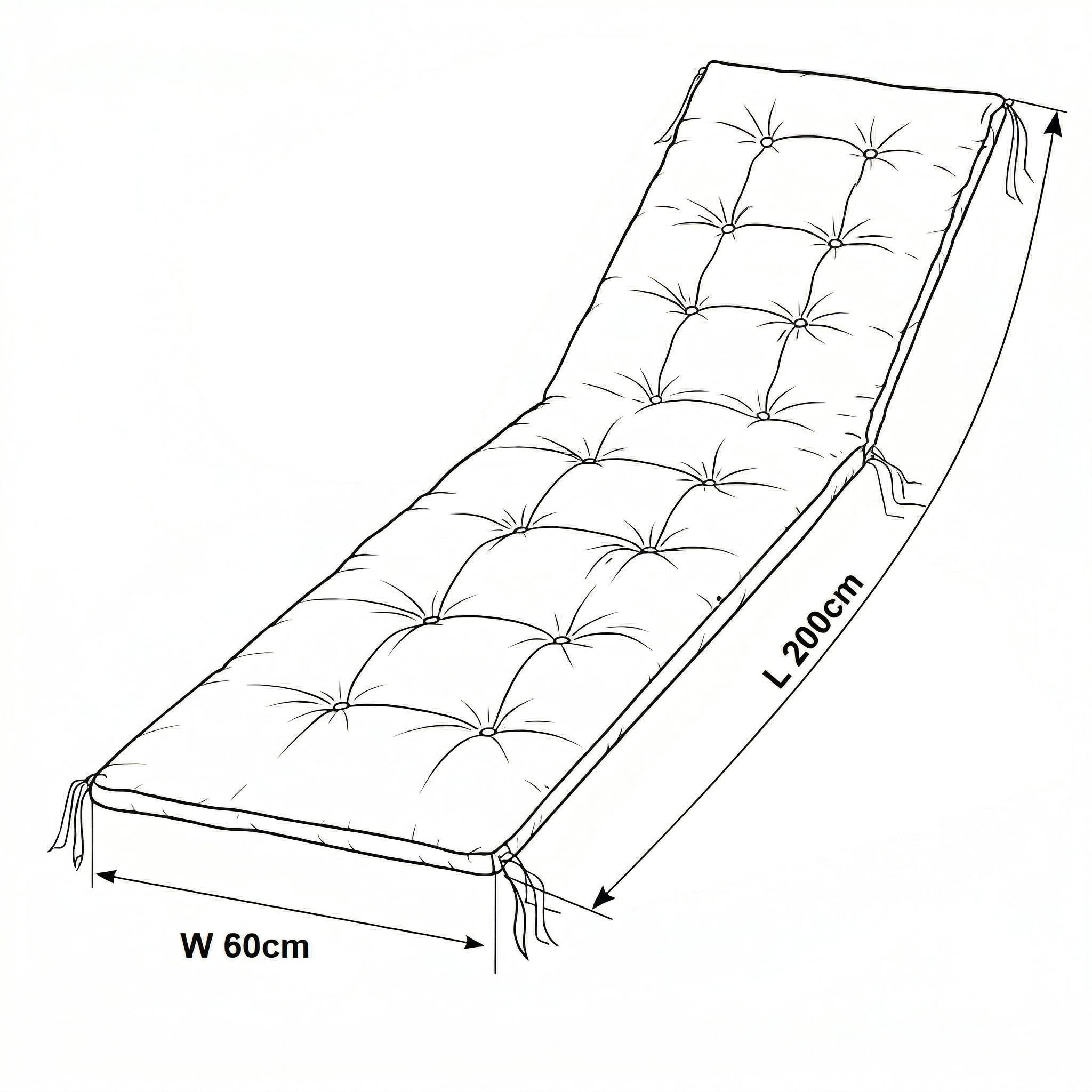 Spatium Liegenauflage Gartenliege Outdoor Sitzkissen Wasserabweisend Atmungsaktiv Gesteppt Sonnenliege Polster Bequem Robust Nachfüllbar 200x60cm Anthrazit