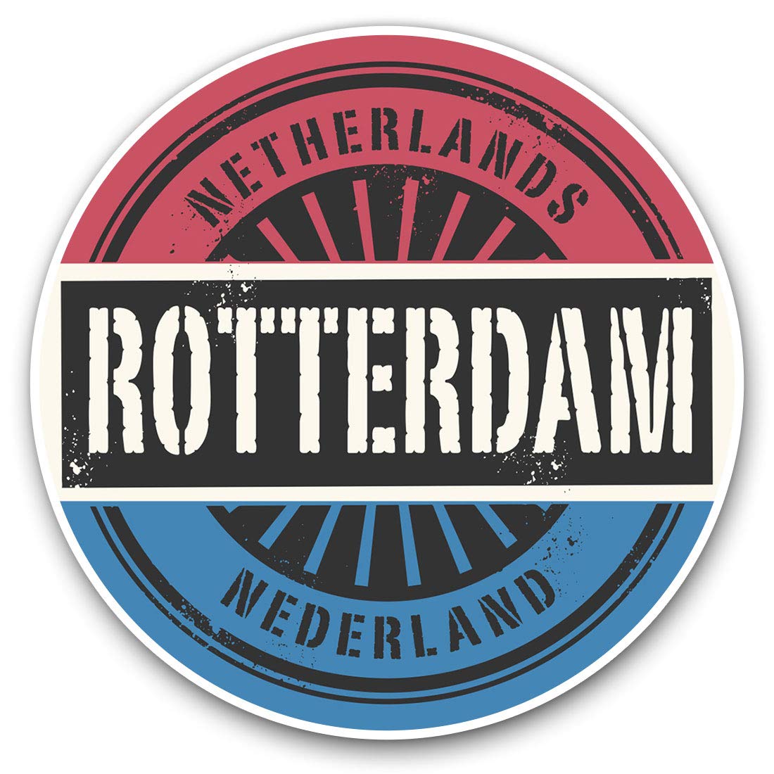 Destination Vinyl Ltd Rotterdam Netherlands Nederland Flag 6048 Vinyl Stickers (Set Of 2) 7.5Cm - Rotterdam Netherlands Nederland Flag #6048