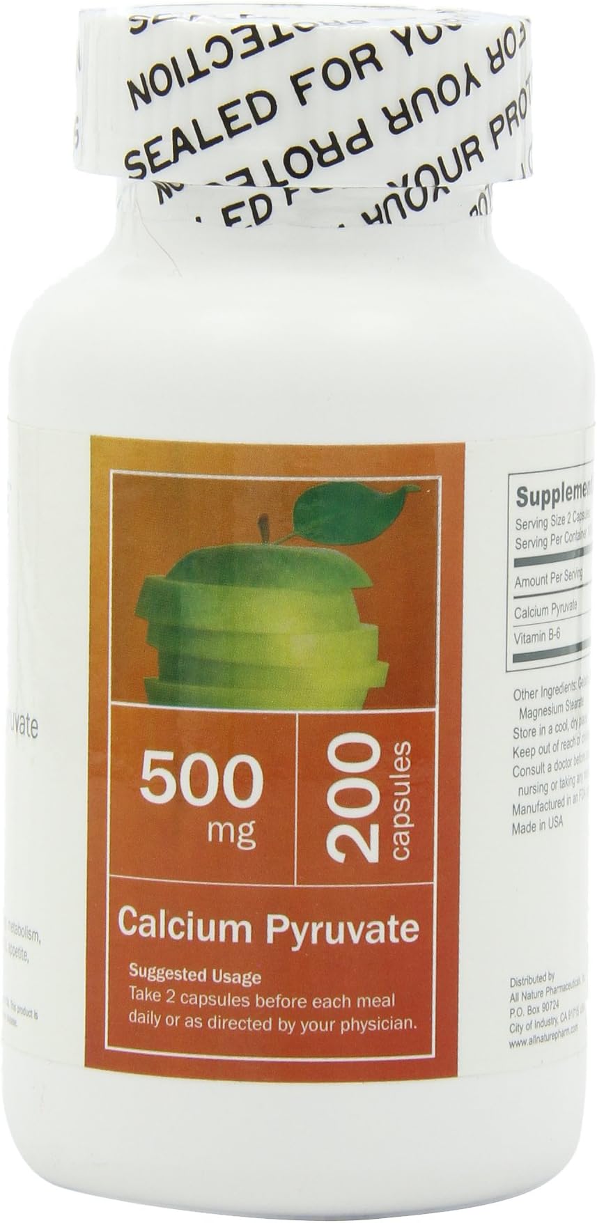 All Nature Calcium Pyruvate 500 Mg 200 Caps