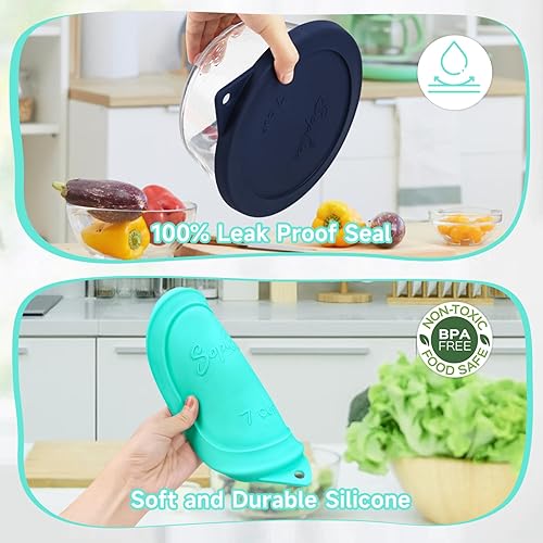 Miniatura 4 de Sophico - Tapas redondas de silicona de repuesto para almacenamiento para Anchor Hocking y Pyrex 7402-PC, tapas para cuencos de vidrio de 67 tazas