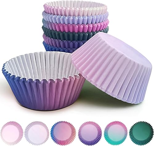 qiqee 300 forros para cupcakes estándar para cupcakes, 6 diseños de papeles para cupcakes, tazas para hornear, envoltorios para cupcakes (tamaño