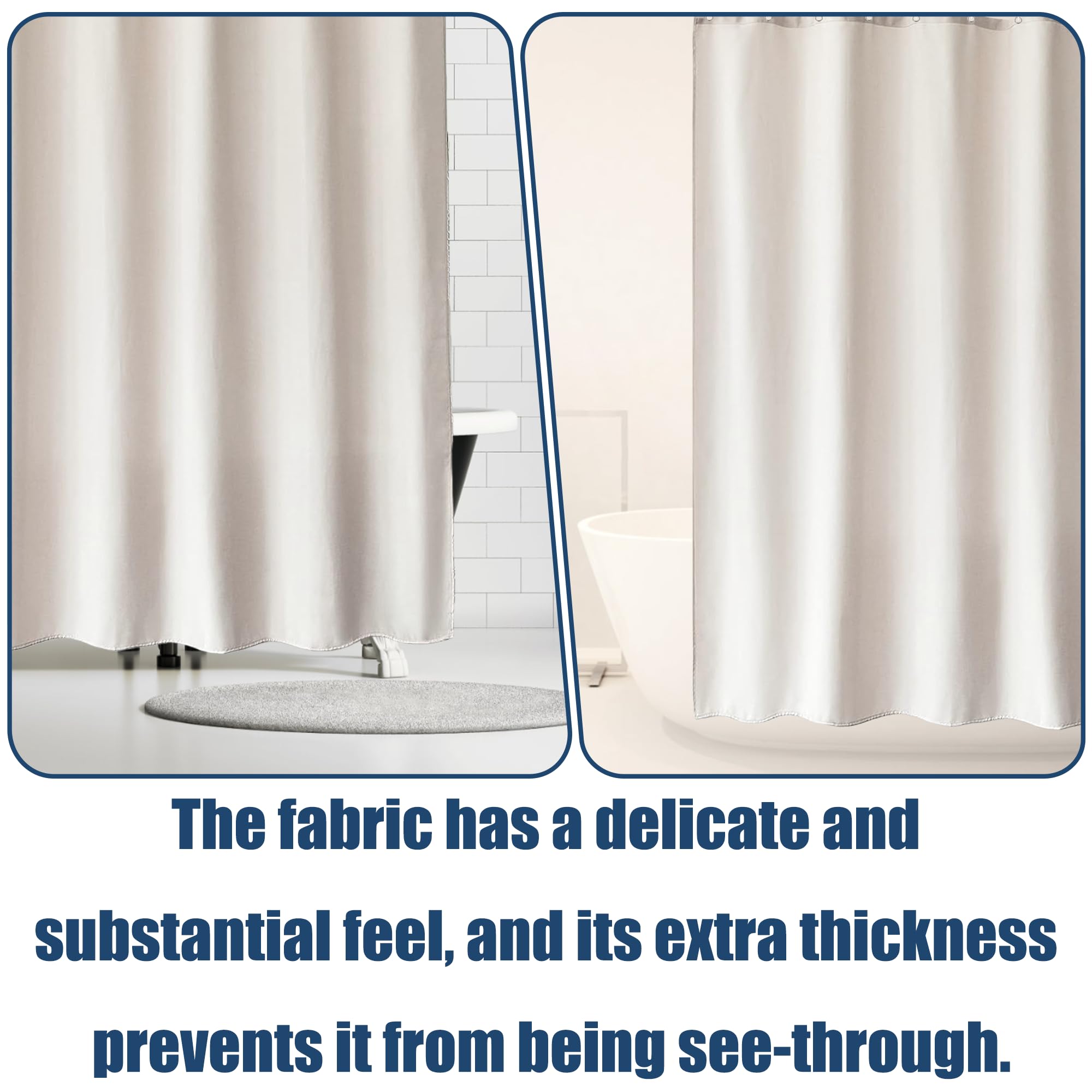 Tenda Doccia 160 x 270 cm in Tessuto Antimuffa Impermeabile Tende da Doccia per Bagno Lavabile e Resistente, Elegante Design per e Vasca, bianco
