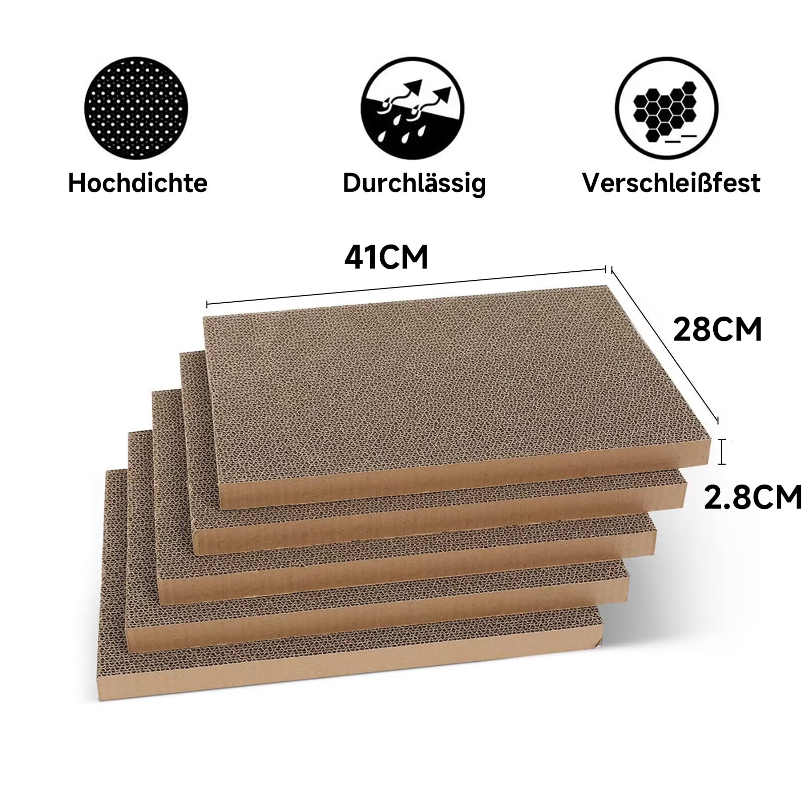 FUKUMARU Kratzbrett Katze, 5er-Set, Katzenkratzbox mit hochwertiger Karton, Doppelseitige Kratzpappe für Katzen, Widerstandsfähig Katzenmöbel, 43.5x29.5x14 cm Groß
